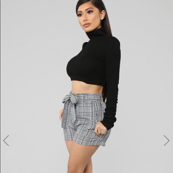 High-Rise Plaid Tie Waist Shorts - Picture 2 of 3